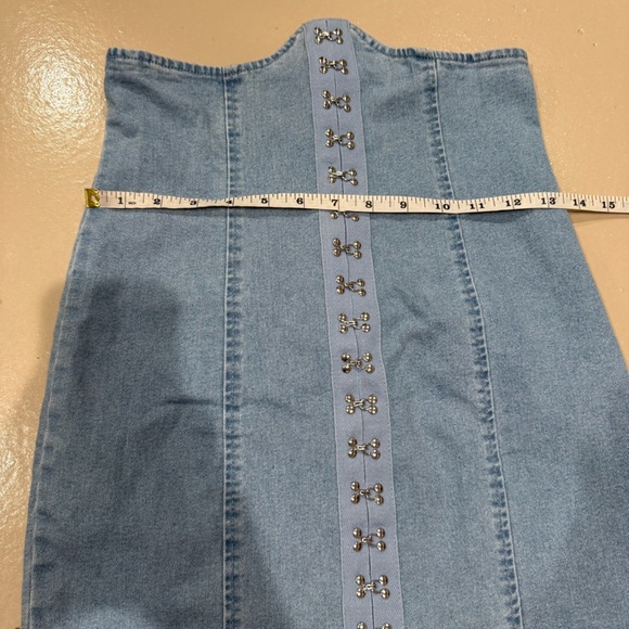 SHEIN Light Blue Denim corset mini skirt size S stretchy NWOT going out party - Picture 8 of 10